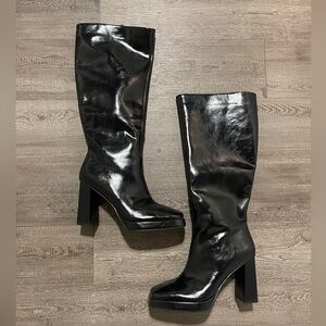 BRAND NEW - Black Faux Leather Boots
